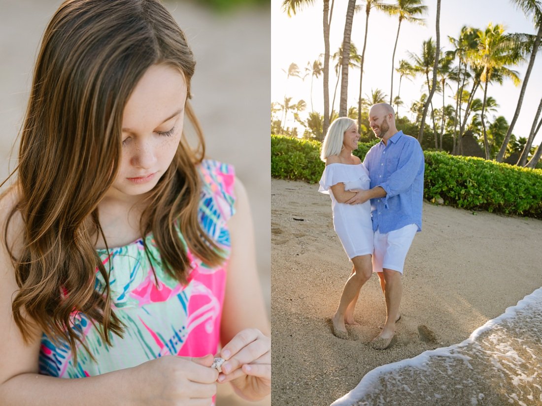 couple hugs during a beach photo session in hawaii