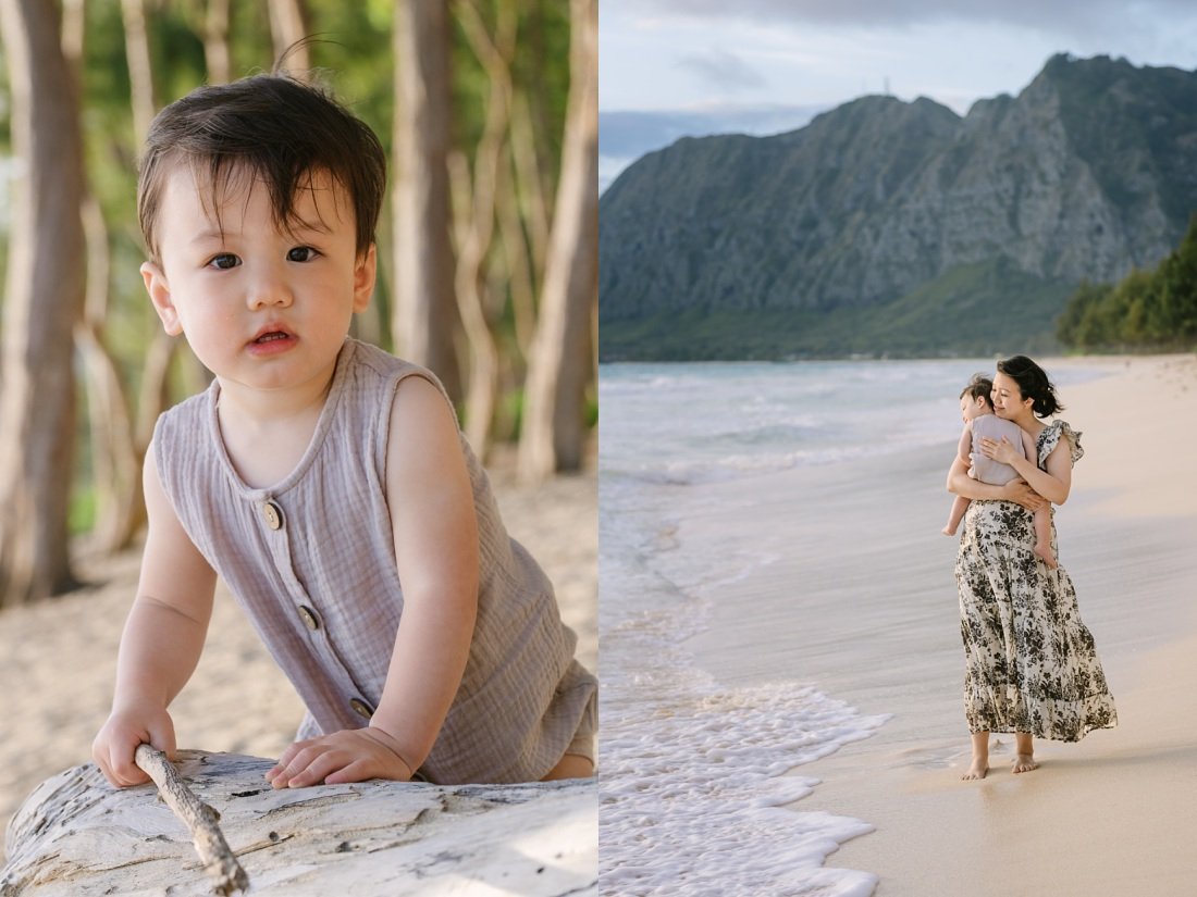 mom and baby portrait session waimanalo beach oahu