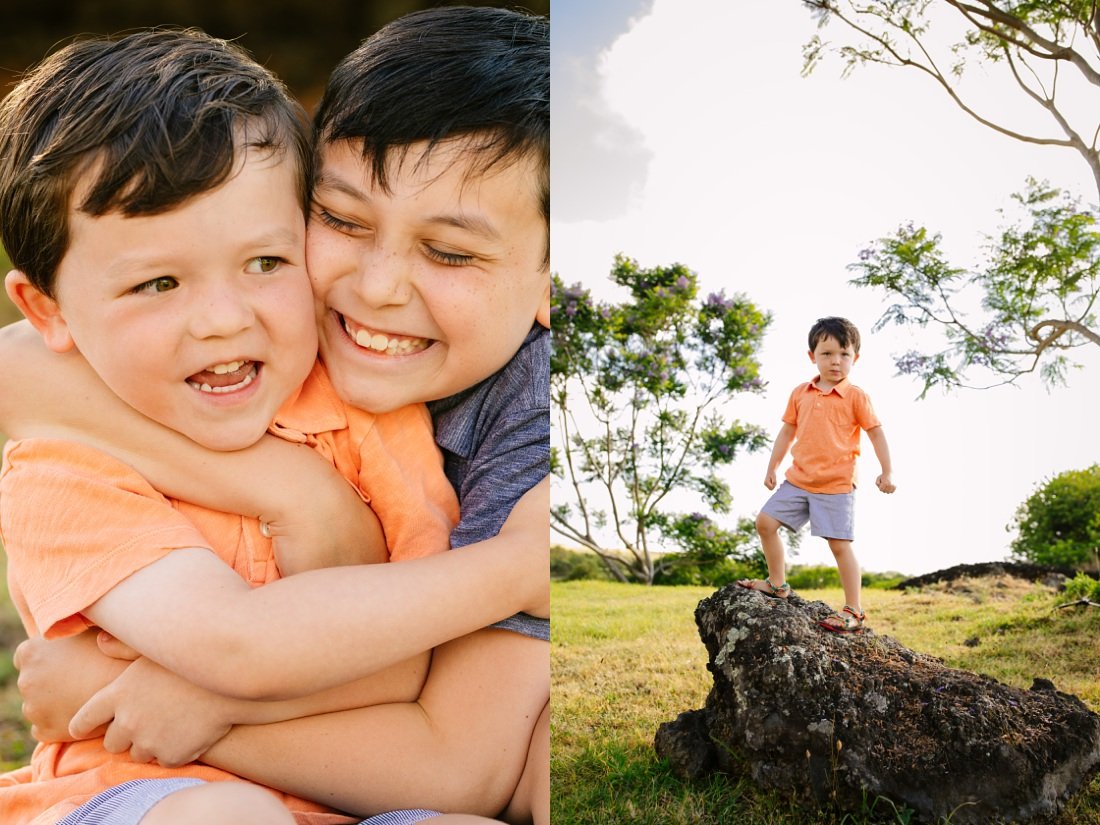 siblings hugging during maui family photo session