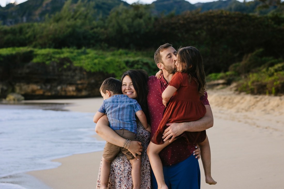 family portrait at laie beach oahu