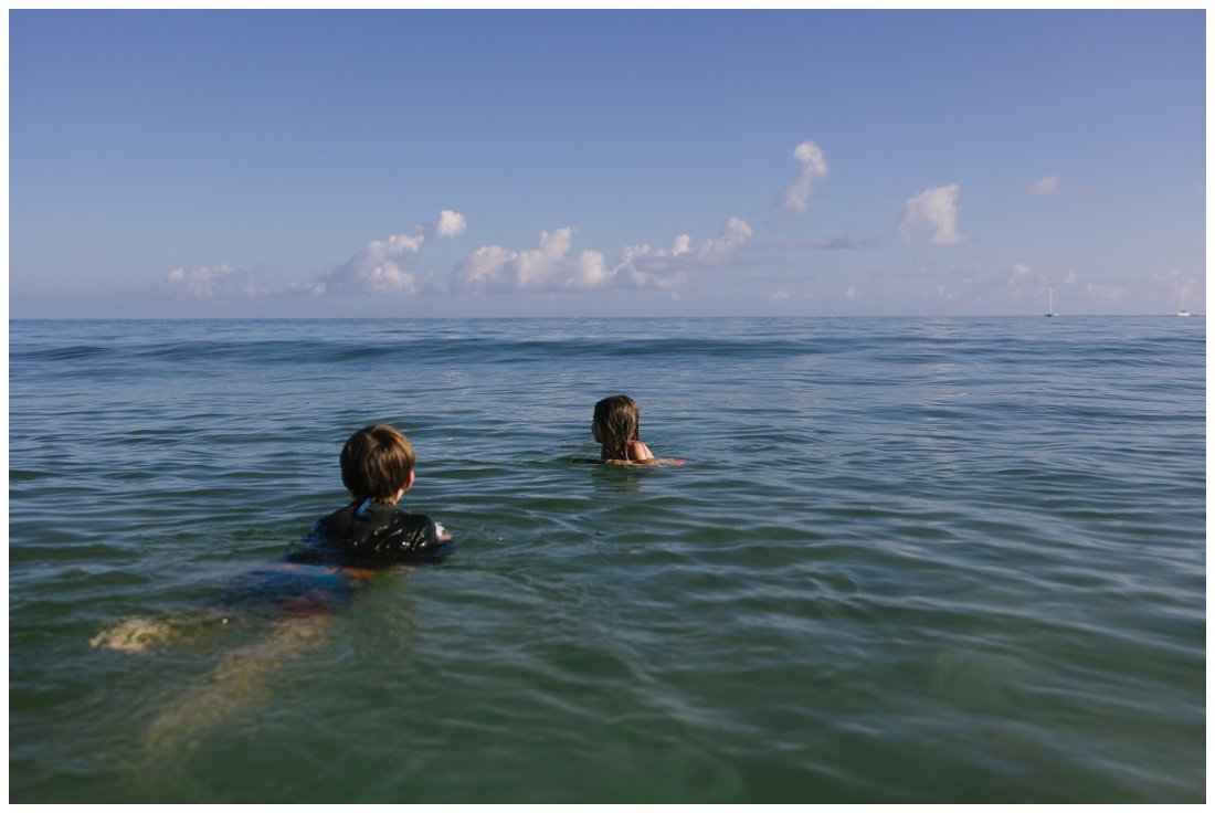 kids swimming in hanalei bay