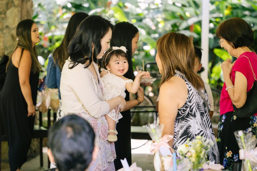 birthday girl greeting guests at her 1st birthday party ideas oahu