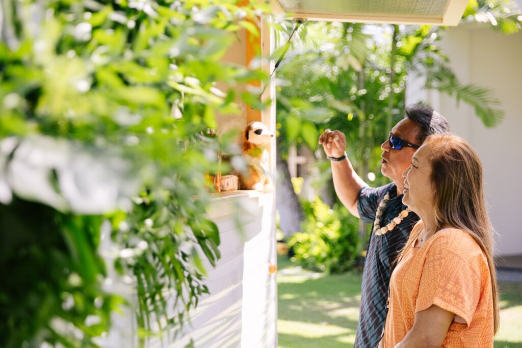 guests ordering cocktails on the lurline lawn during a birthday event