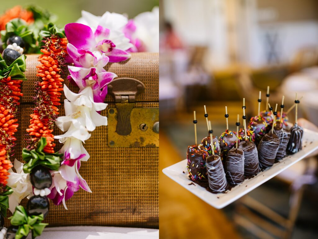 leis and treats offered during an elegent first birthday party in oahu