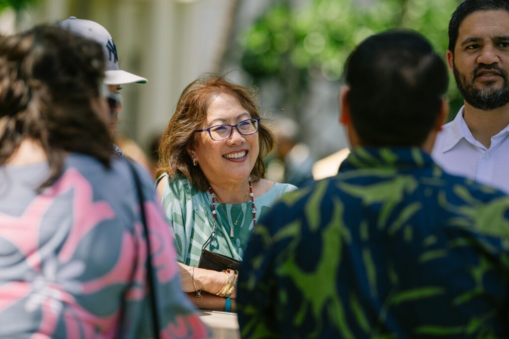 guests mingle at a birthday party in oahu