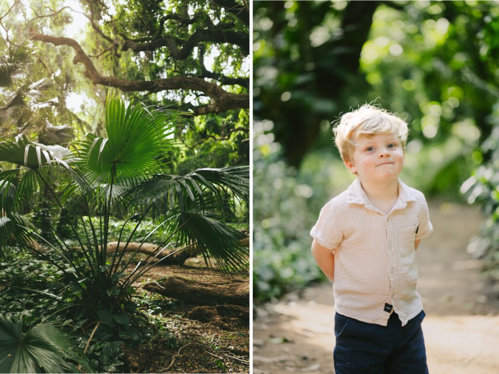 little boy. mugs for the camera in maui