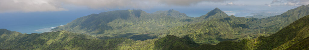 panorama view of windward coast from the koolau summit hike